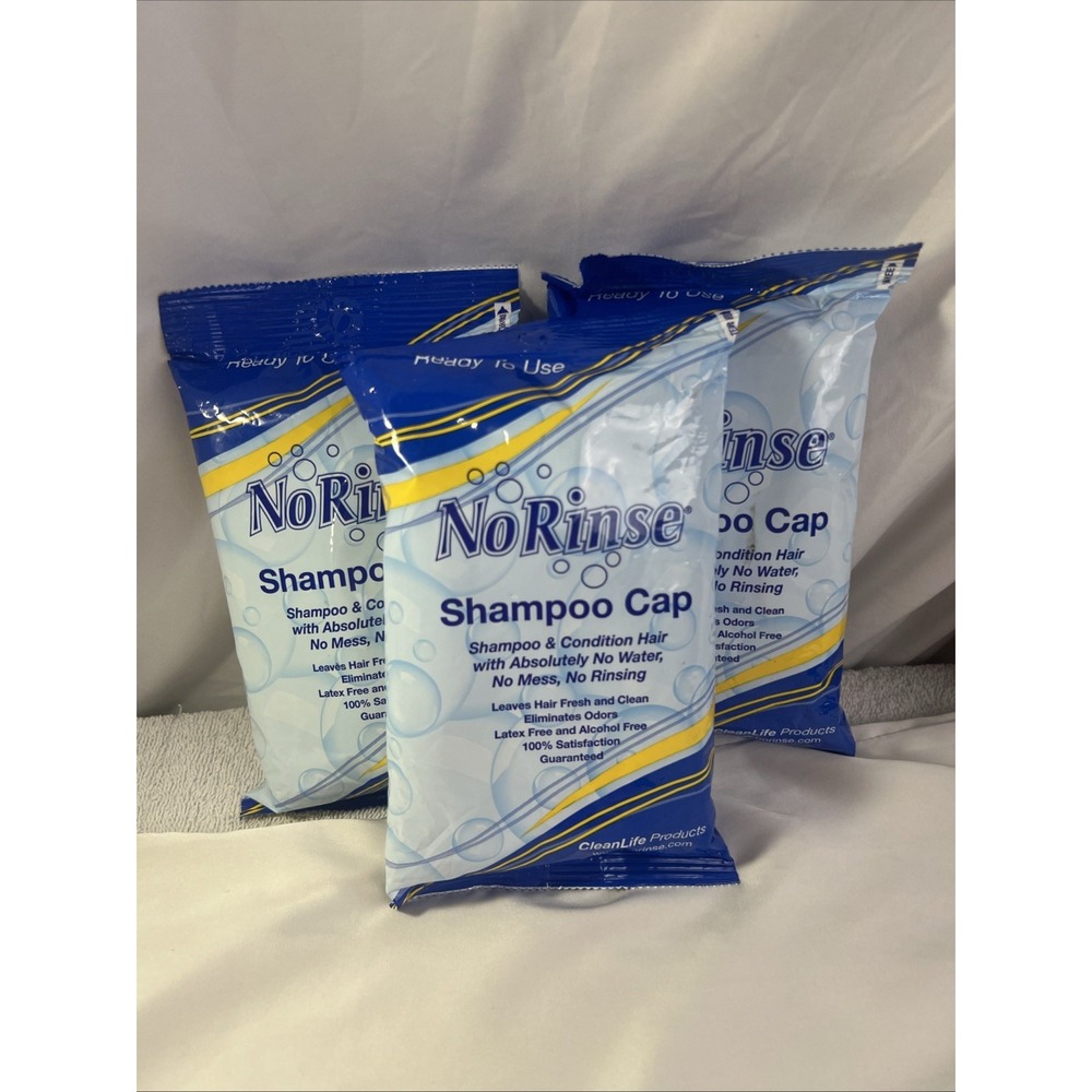 3 Pack‎ Clean Life No Rinse Shampoo Cap Latex & Alcohol Free NEW (sealed)